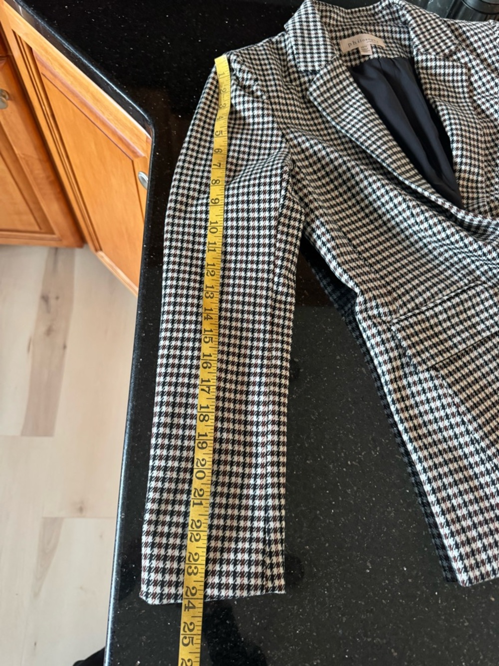 Philosophy Houndstooth Blazer in Black, White & Brown Accent - Picture 6 of 8